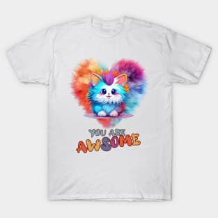 Fluffy: "You are awsome" collorful, cute, furry animals T-Shirt